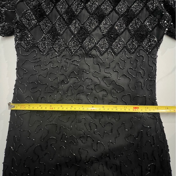 Vintage Laurence Kazar Womens Beaded Cocktail Dress Black Lined size small - Picture 9 of 12